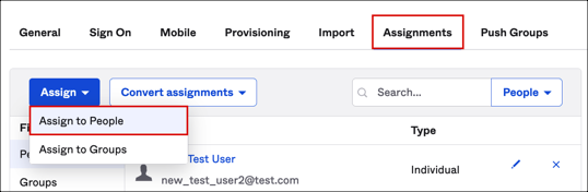 To assign users, select People tab, then click Assign to People