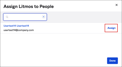 Select a user, then click Assign