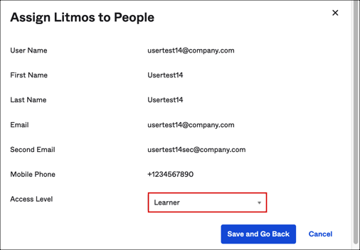 Assing an Access level to each user