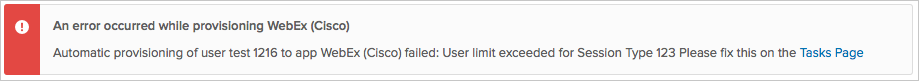 webex4.png” /></p>
<p>To address this error, either extend your license limits or unassign other user(s) from the desired session type.</p>
</li>
<li><p><strong>Personal Room URL</strong> property contains restricted characters or is longer than 64 chars:</p>
<p><img style=
