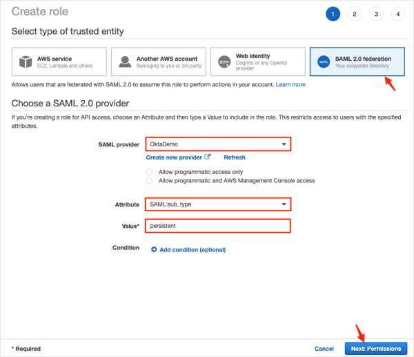Configure SAML 2.0 Federation Role