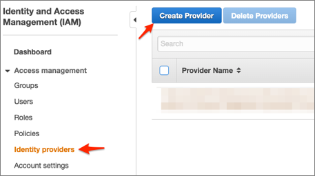 login to https://console.aws.amazon.com/iam/, select Identity Providers