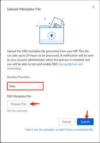 Enter SAML config values