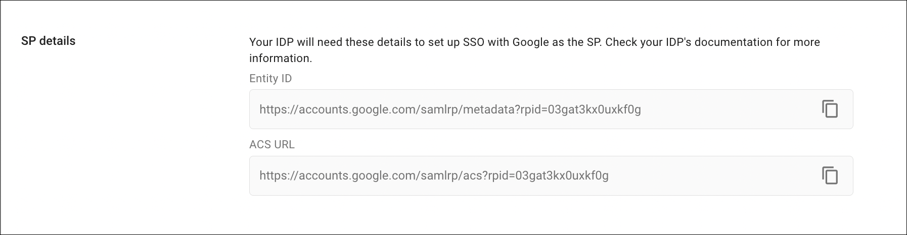 SP Details - rpid query