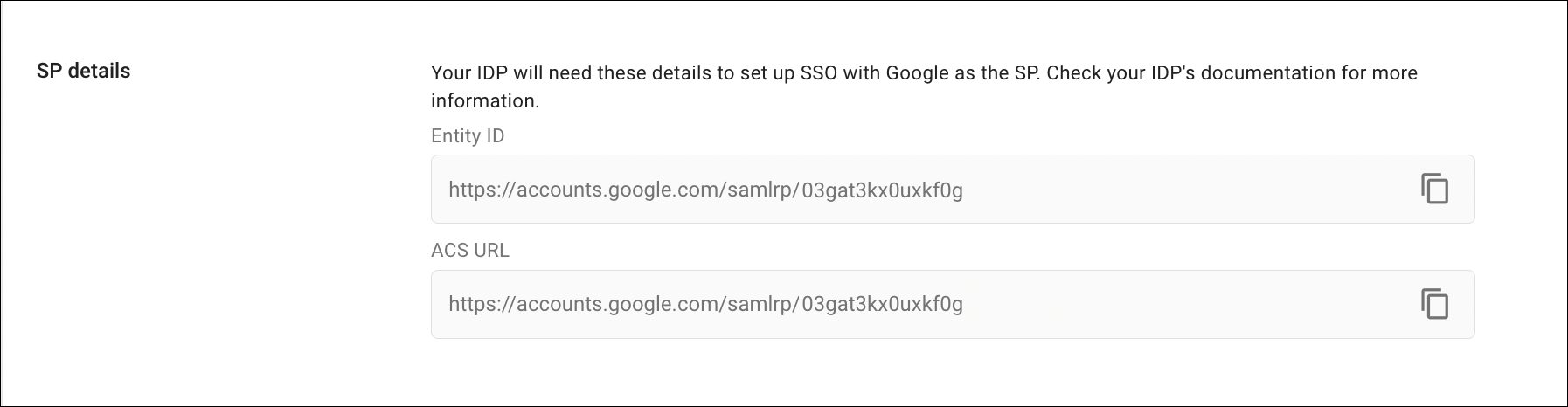 SP Details - RPID value in entity ID