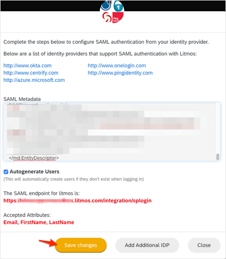 enter SSO config values