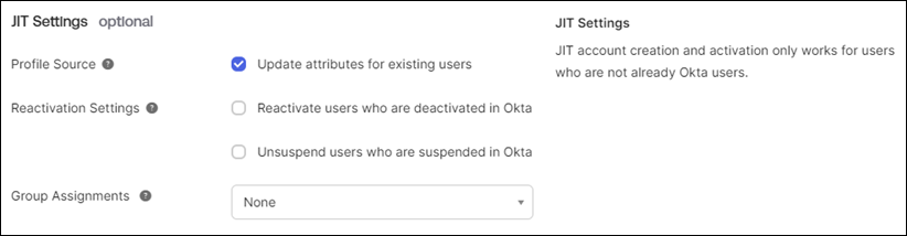 Configure JIT Settings