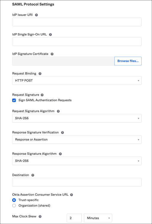 Configure SAML Protocol Settings